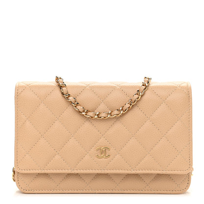 Chanel Caviar Quilted Wallet On Chain WOC Beige 1 of 12