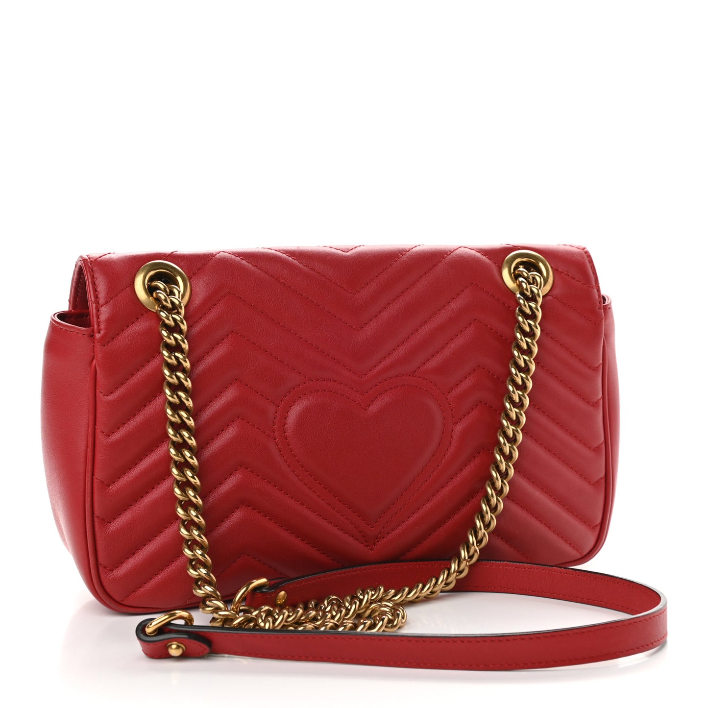 Calfskin Matelasse Small GG Marmont Shoulder Bag Hibiscus Red
