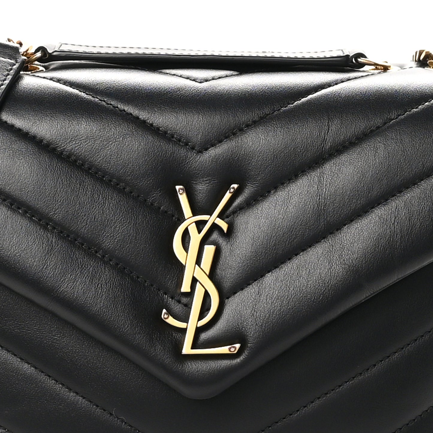 Calfskin Y Quilted Monogram Small Loulou Chain Satchel Black
