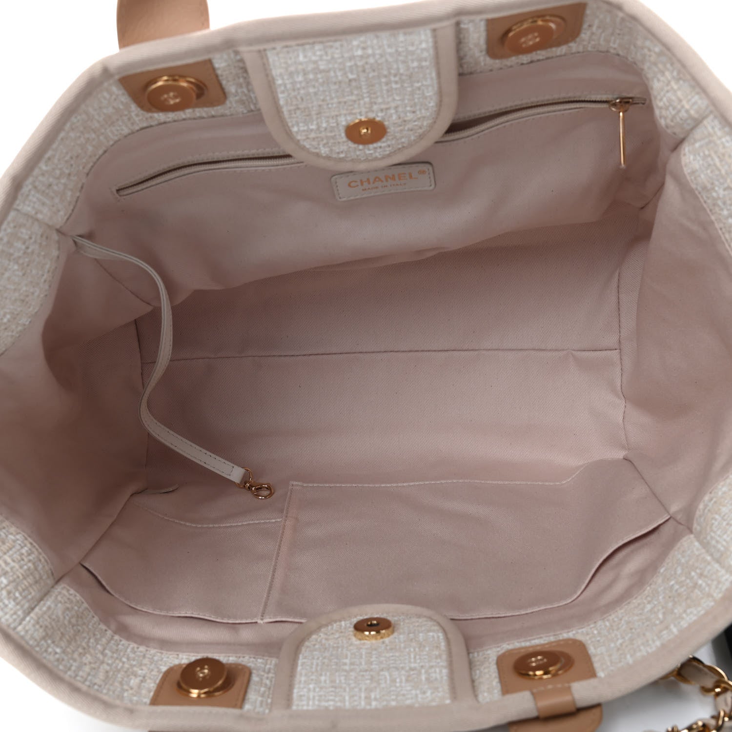 Chanel Canvas Medium Deauville Tote Light Beige 4 of 8