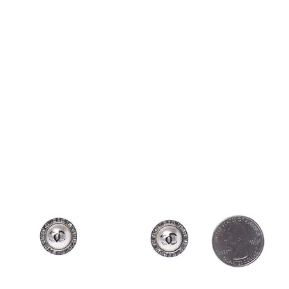 Chanel Pearl Baguette CC Round Earrings Silver 2 of 5