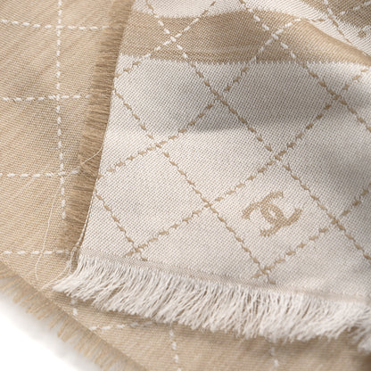 Chanel Cotton Cashmere Silk 31 Rue Cambon CC Logo Stole Beige 2 of 5