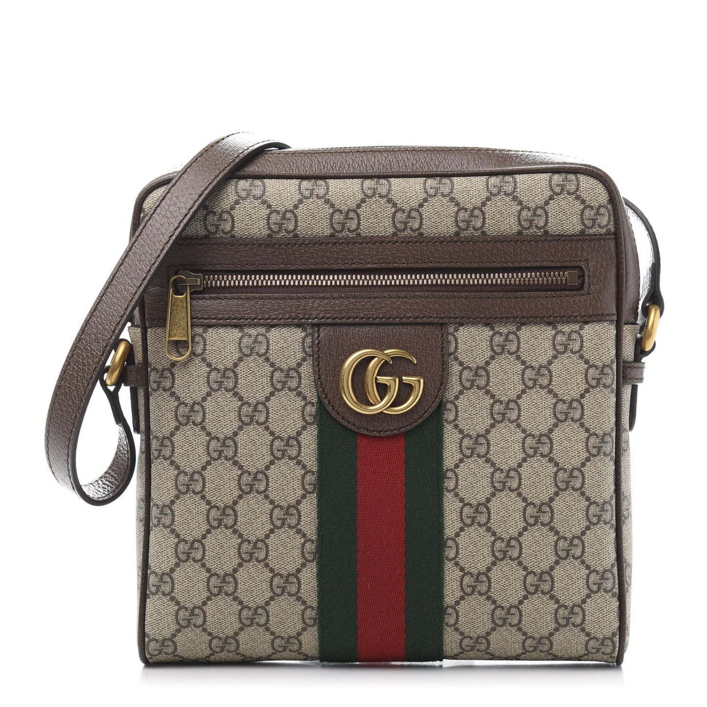 GG Supreme Monogram Web Small Ophidia Messenger Bag Brown