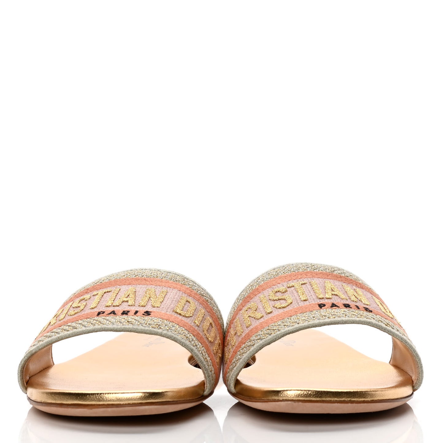 Cotton Embroidered Dway Mules Slide Sandals 40 Platinum