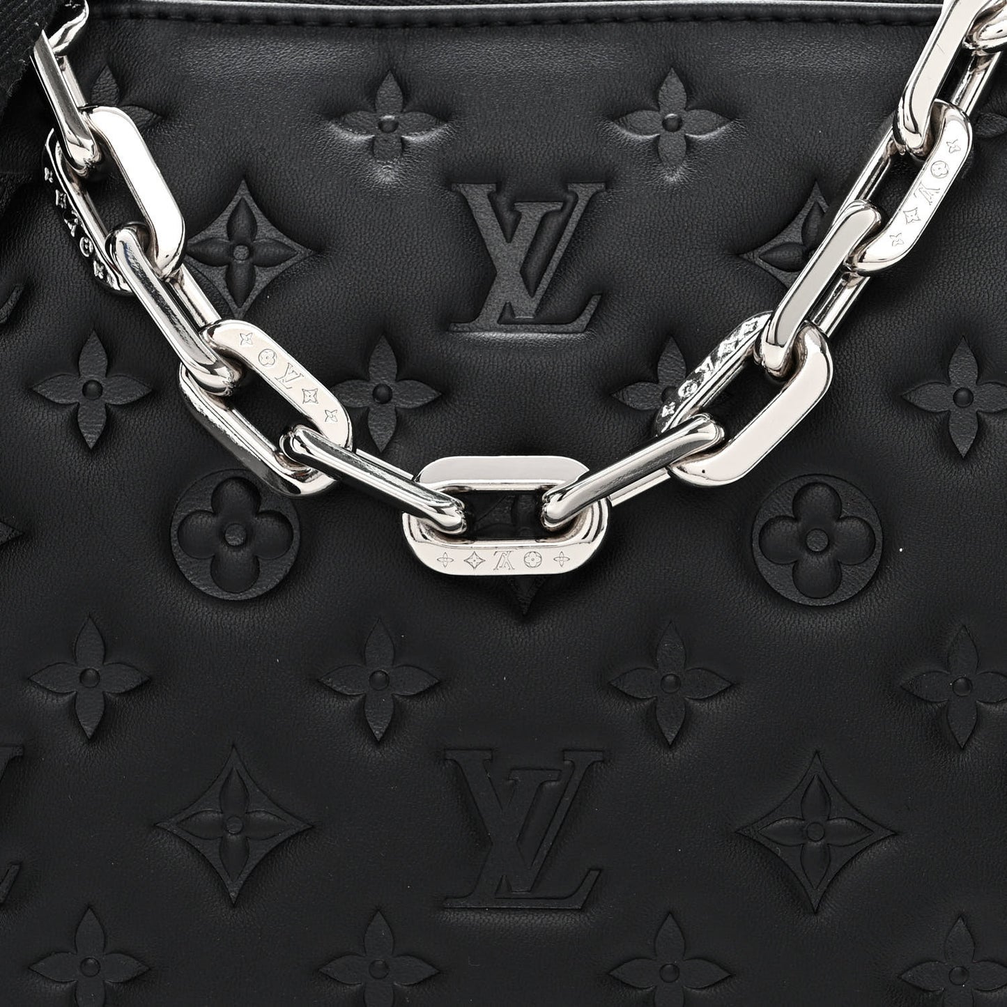 Lambskin Embossed Monogram Coussin PM Black