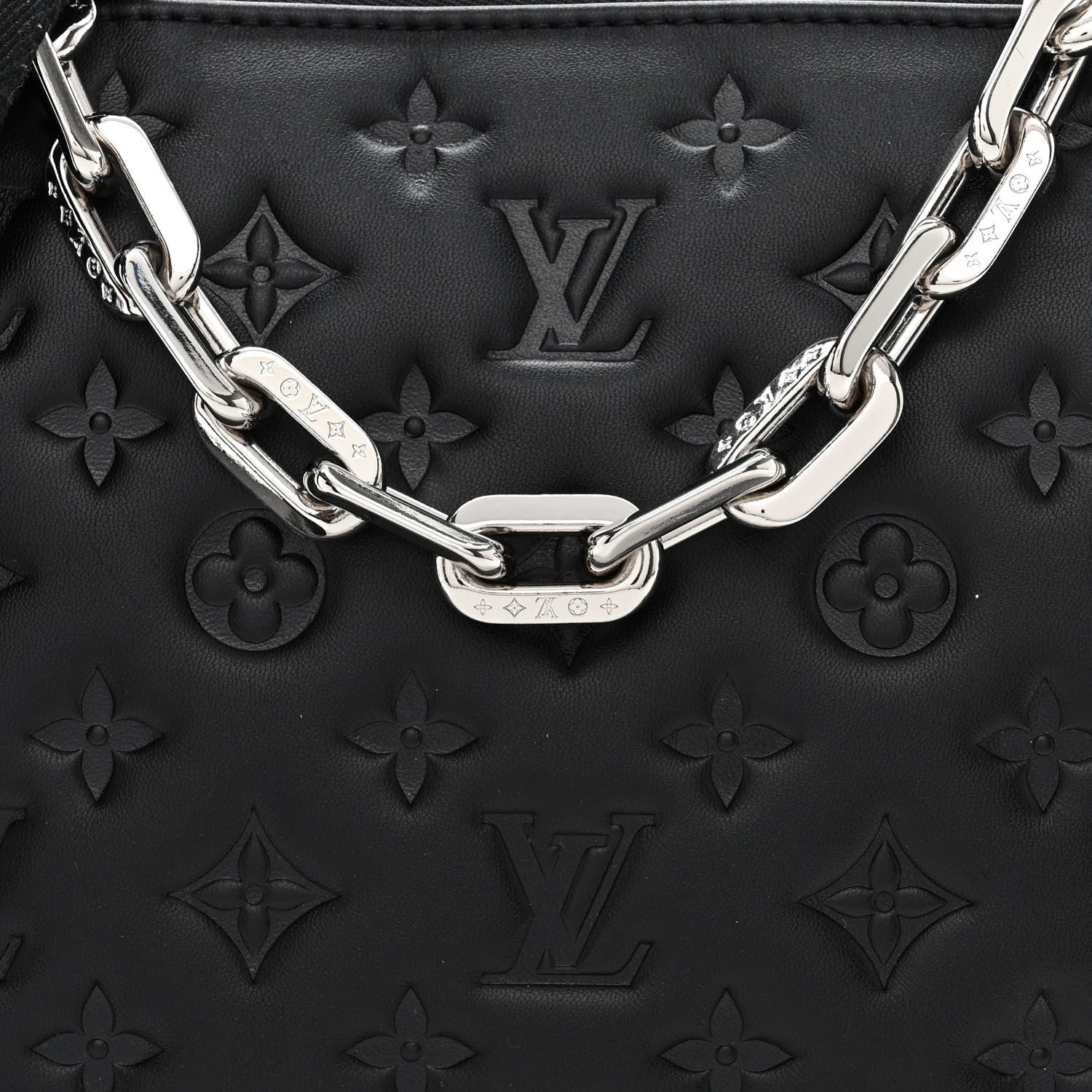 Louis Vuitton Lambskin Embossed Monogram Coussin PM Black 9 of 11