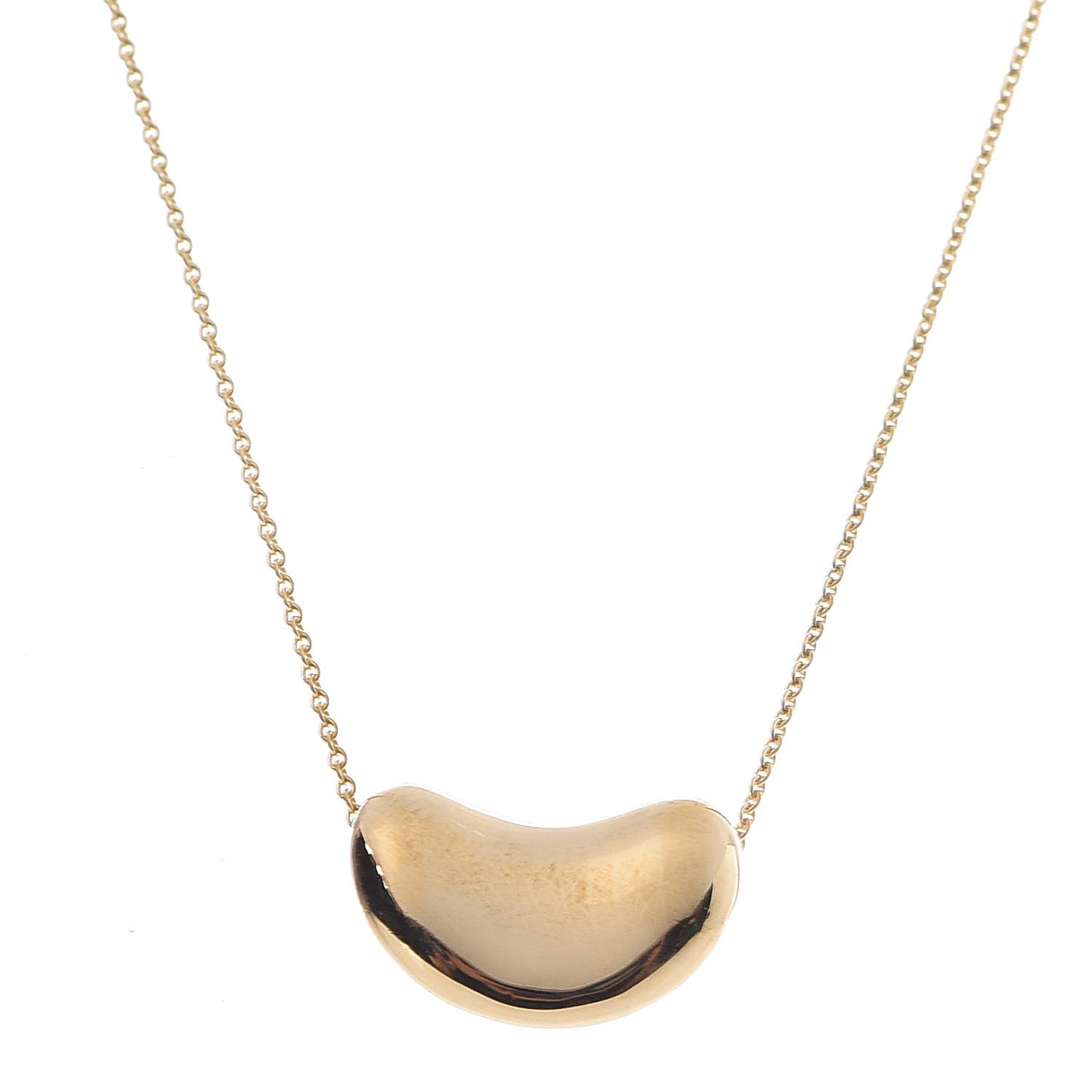 18K Yellow Gold 18mm Elsa Peretti Bean Pendant Necklace