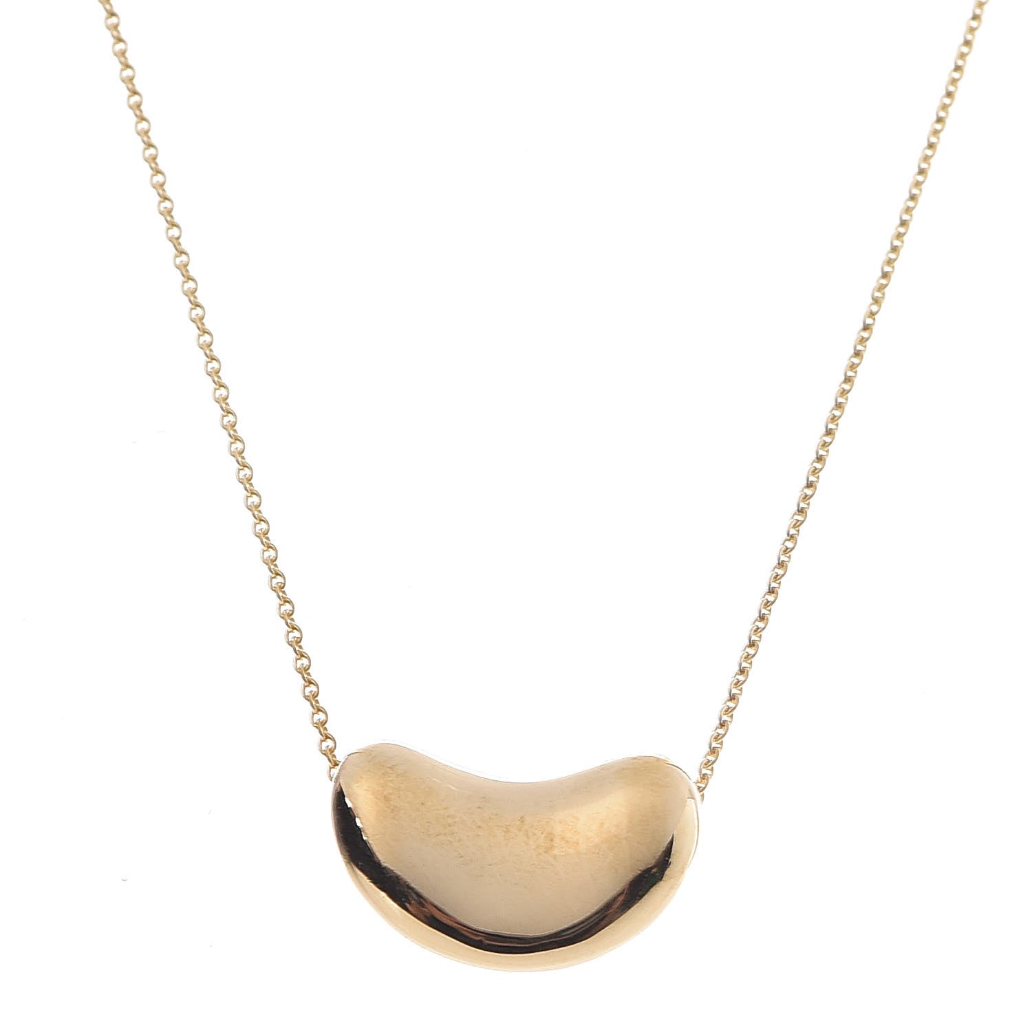 Tiffany 18K Yellow Gold 18mm Elsa Peretti Bean Pendant Necklace 4 of 7