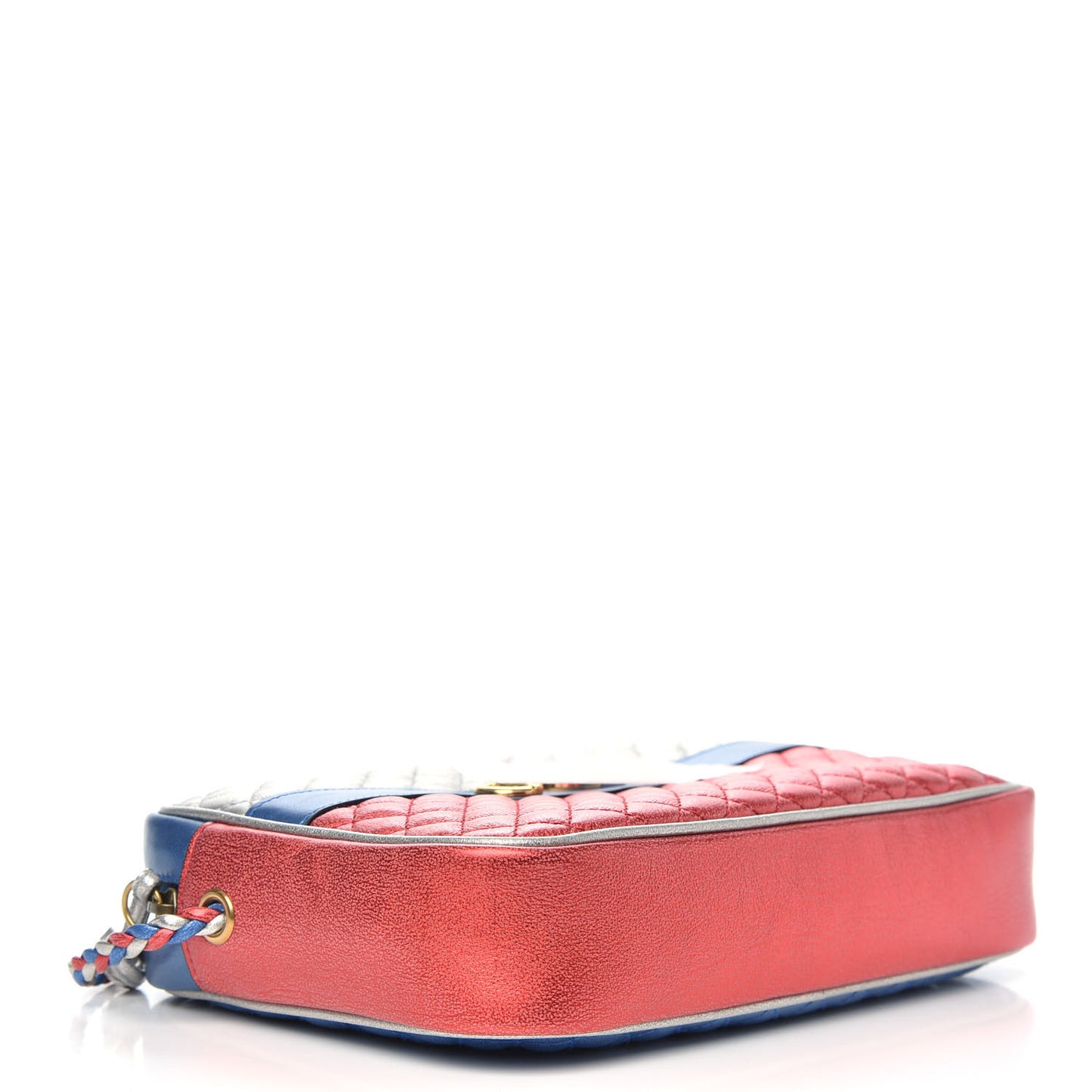 Laminated Nappa Trapuntata Small Zumi Shoulder Bag Rosso Marine Argento