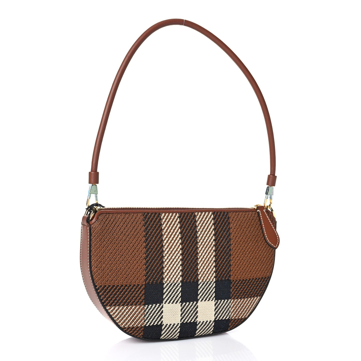 Burberry Canvas Calfskin Check Knitted Small Olympia Birch Brown 3 of 8