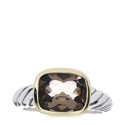 David Yurman Sterling Silver 14K Yellow Gold Smoky Quartz 10mm Noblesse Ring 51 5.75 1 of 5
