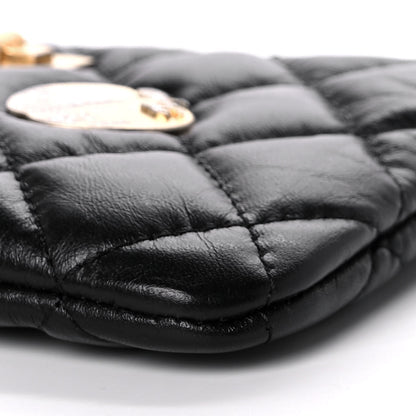 Chanel Aged Calfskin Quilted Small Lucky Charms Cosmetic Case Black 9 of 11