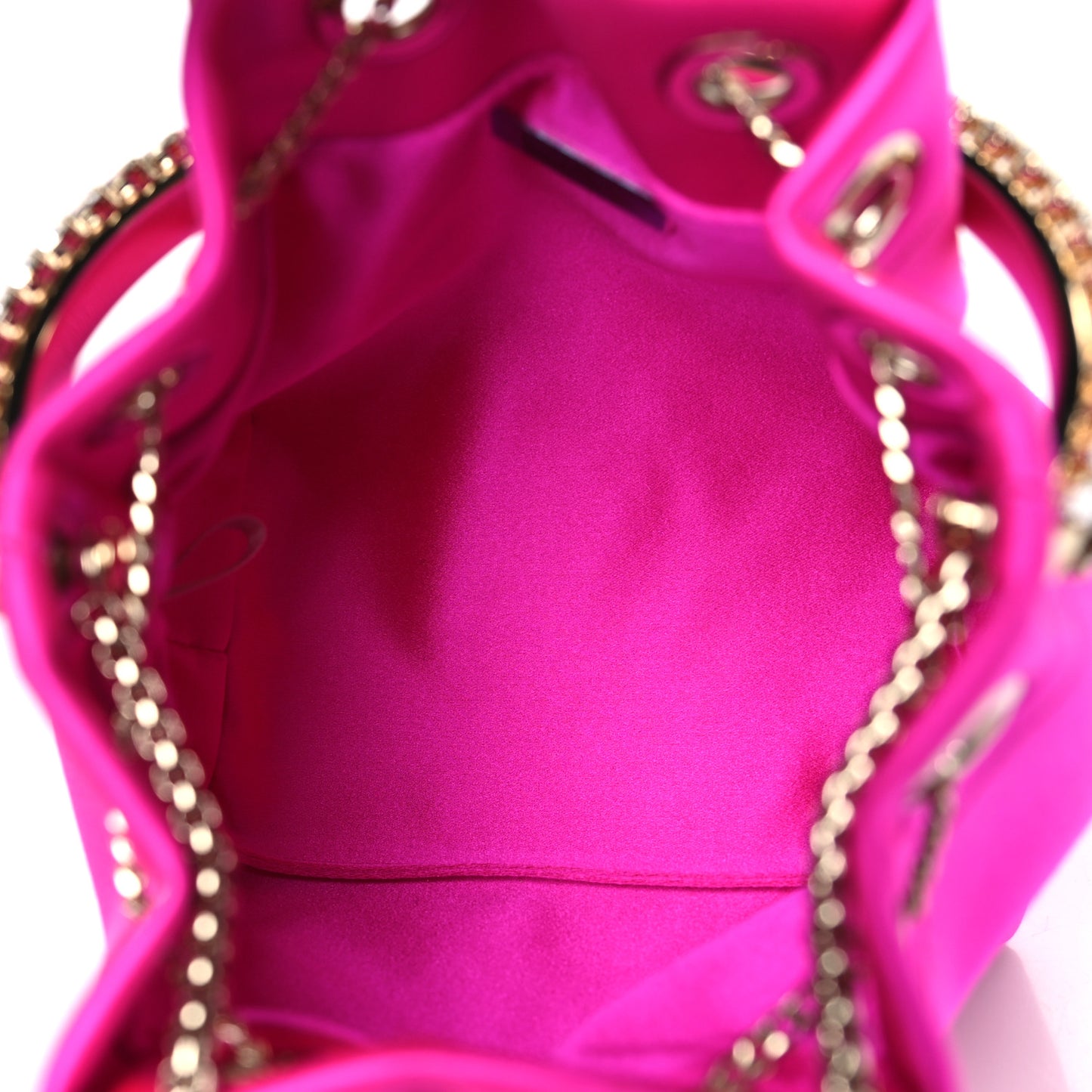 Satin Crystal Embellished Bon Bon Bag Fuchsia
