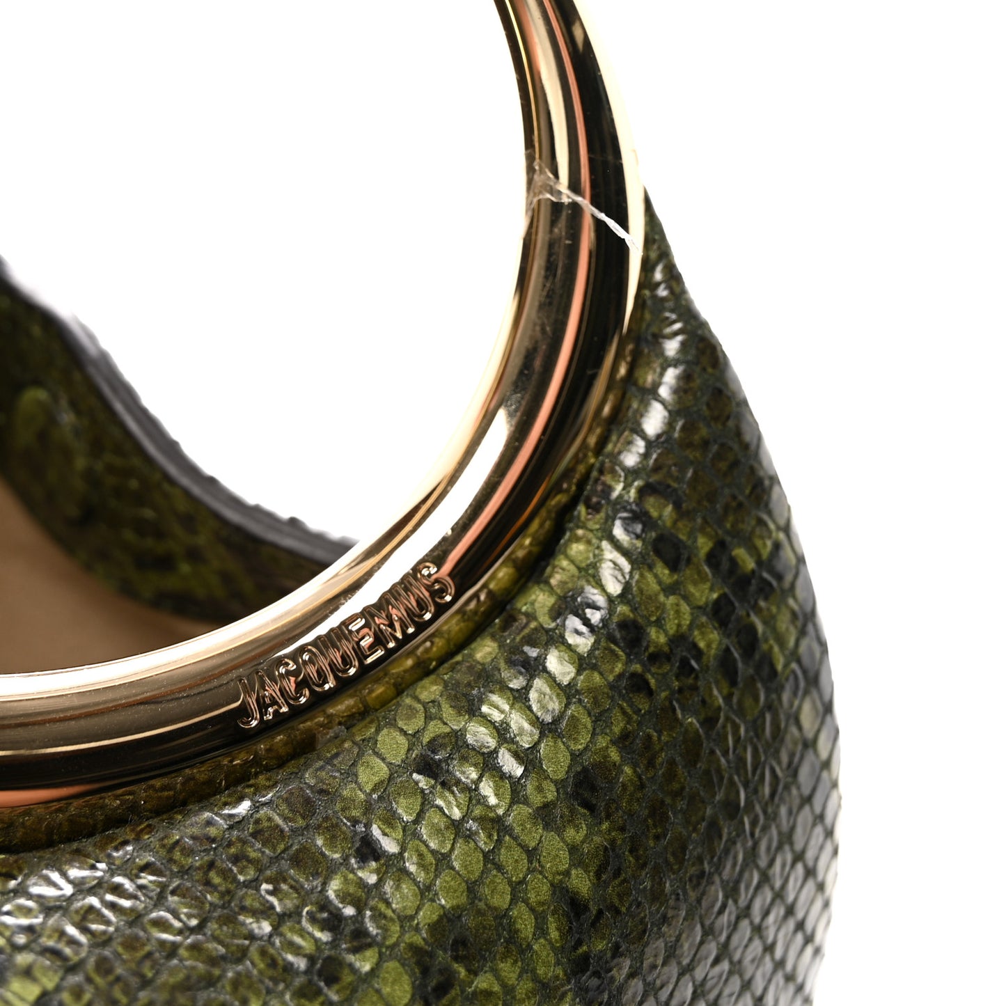 Snakeskin Printed Lambskin Le Petit Calino Ring Top Handle Bag Green
