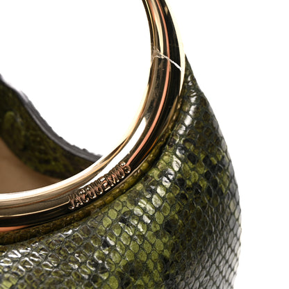 Jacquemus Snakeskin Printed Lambskin Le Petit Calino Ring Top Handle Bag Green 6 of 9