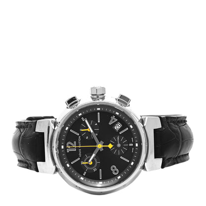 Louis Vuitton Stainless Steel Alligator 34mm Tambour Chronograph Automatic Watch Black 2 of 5