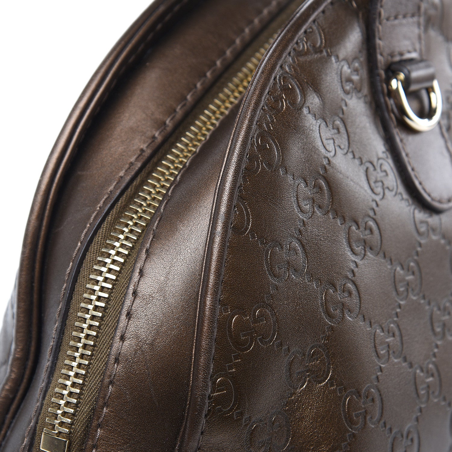 Gucci Metallic Guccissima Heart Bit Charm Dome Satchel Bronze 19 of 22
