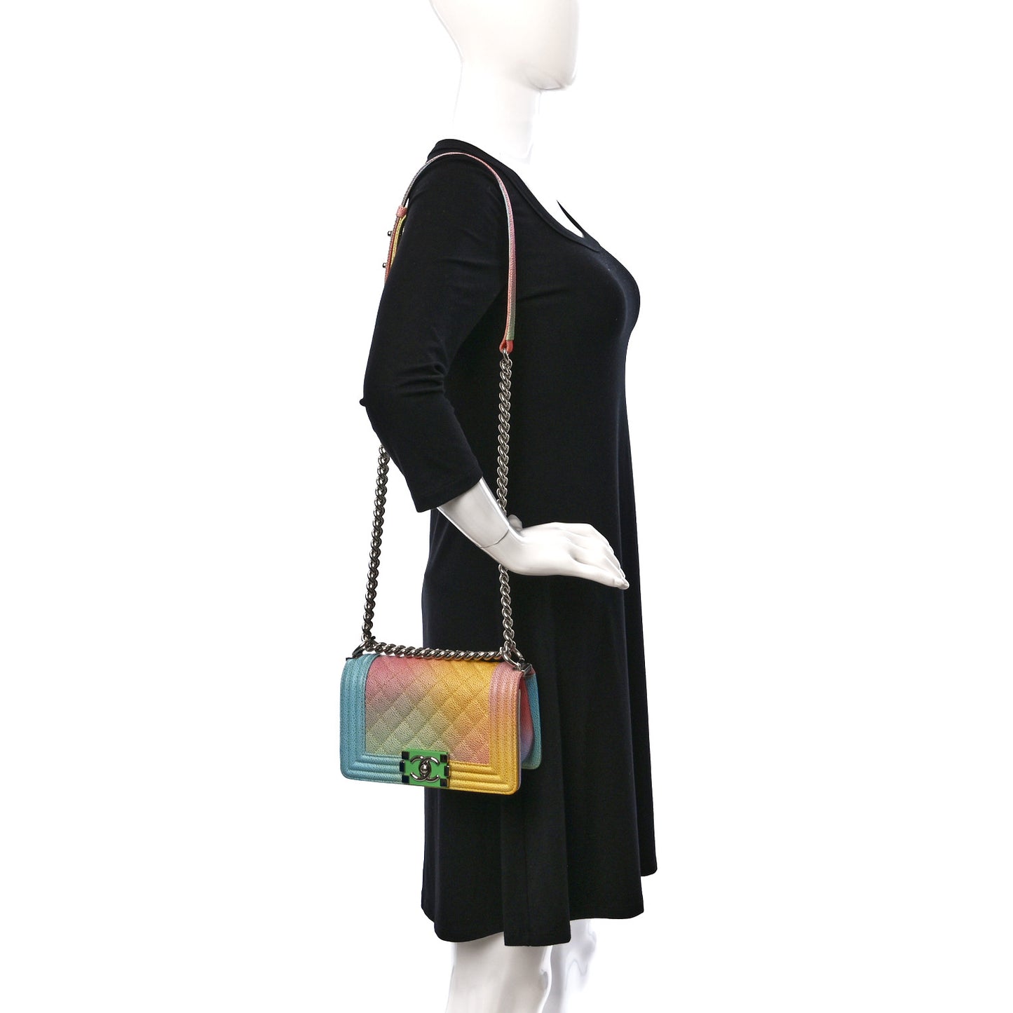 Caviar Quilted Small Cuba Rainbow Boy Flap Multicolor