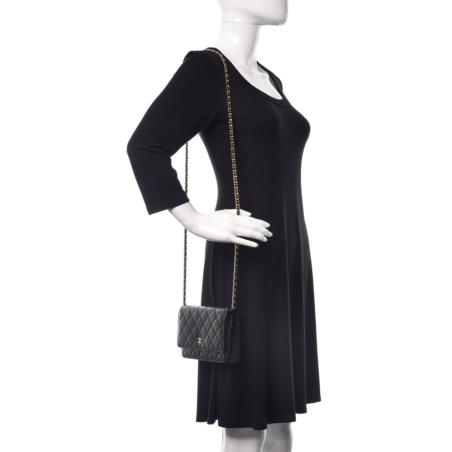 Caviar Quilted Wallet On Chain WOC Black