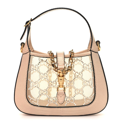 Gucci Lizard Mesh Crystal GG Monogram Mini Jackie 1961 Hobo Light Powder Skin Rose 1 of 11