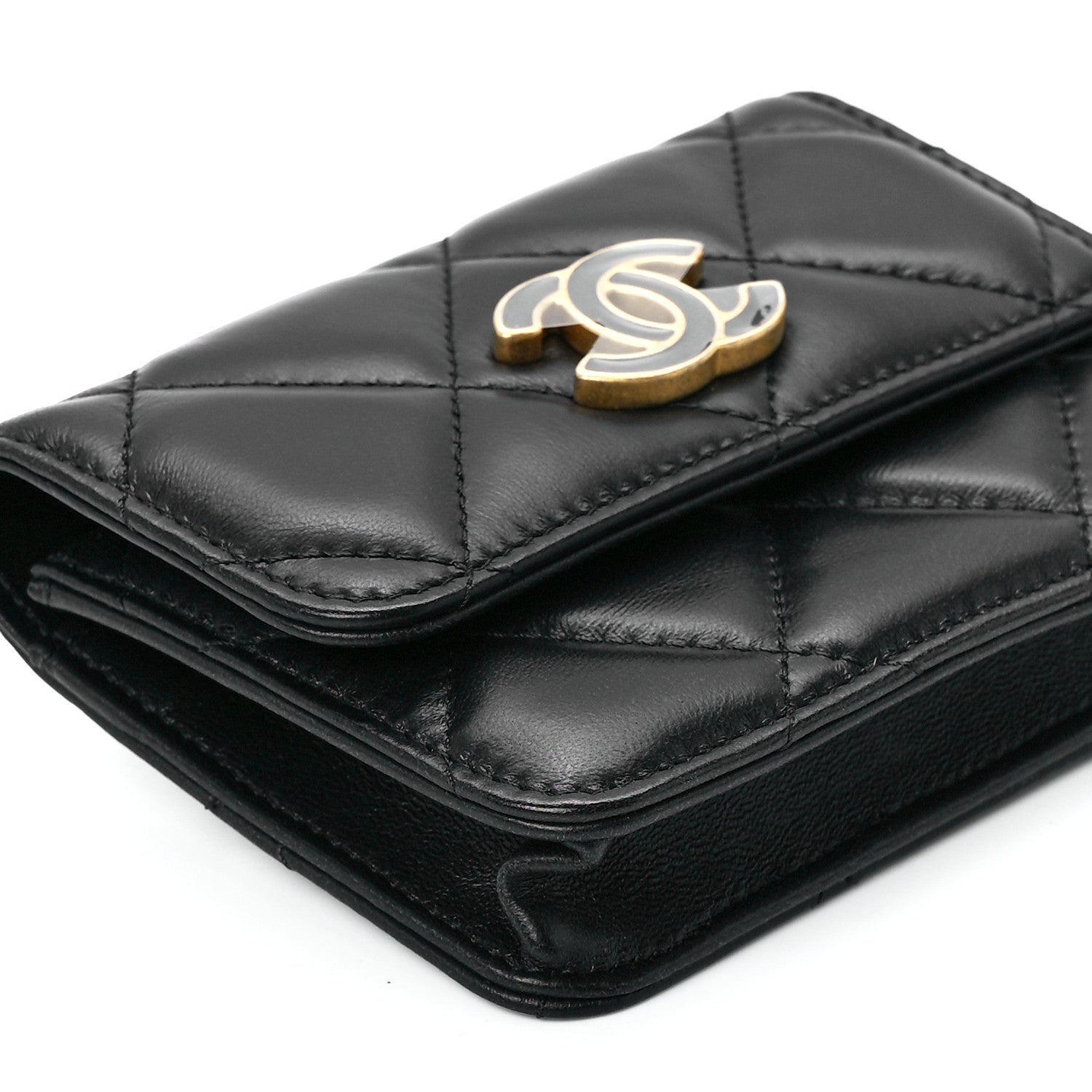 Chanel Lambskin Enamel Quilted Pending CC Flap Belt Bag Black 11 of 13