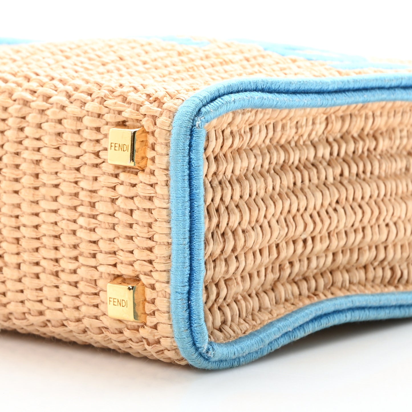 Straw Vitello Grace Cuoio Logo Braided Embroidered Mini Sunshine Shopper Natural Blue