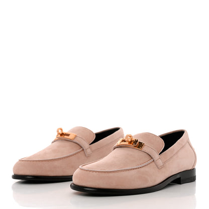 Hermes Suede Goatskin Womens Destin Loafers 36 Rose Aube 3 of 9