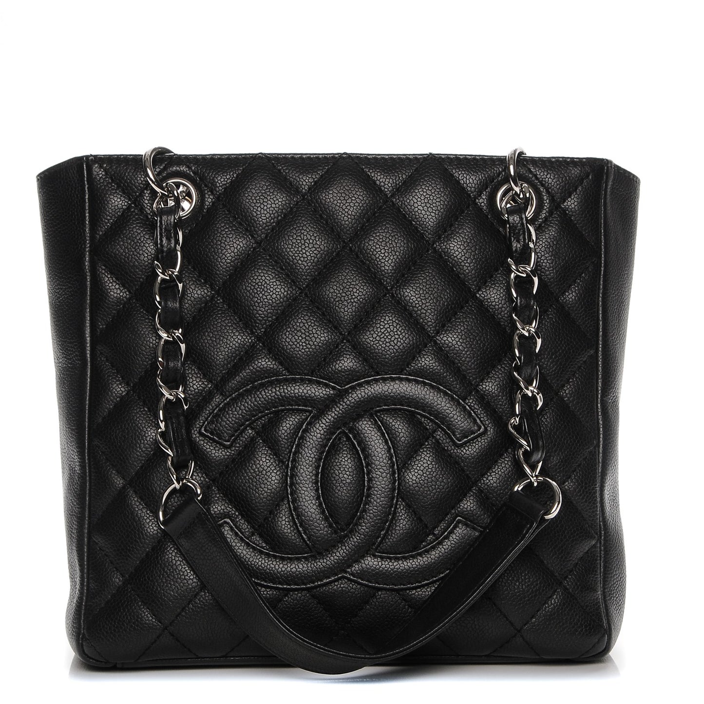 Caviar Quilted Petit Shopping Tote PST Black