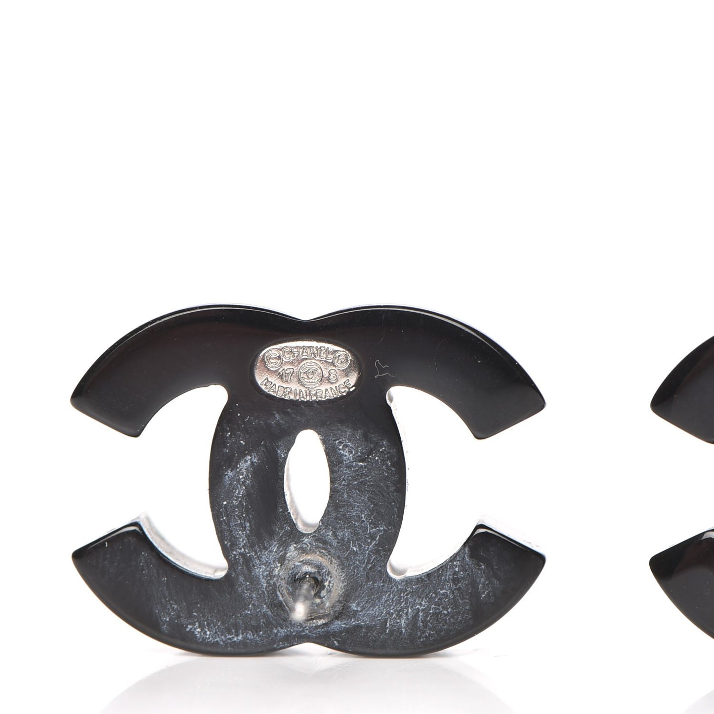Resin CC Earrings Silver Black