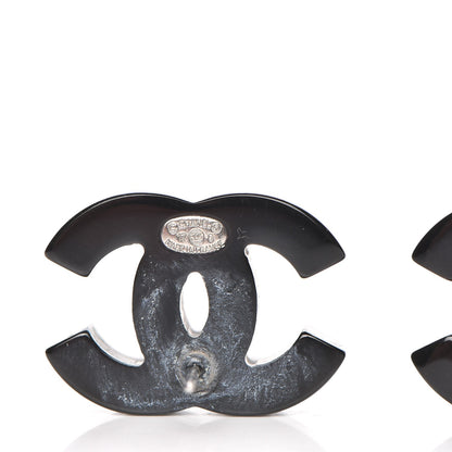 Chanel Resin CC Earrings Silver Black 4 of 7