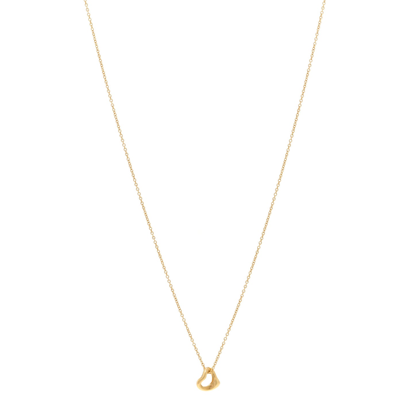 18K Yellow Gold 7mm Elsa Peretti Open Heart Pendant Necklace