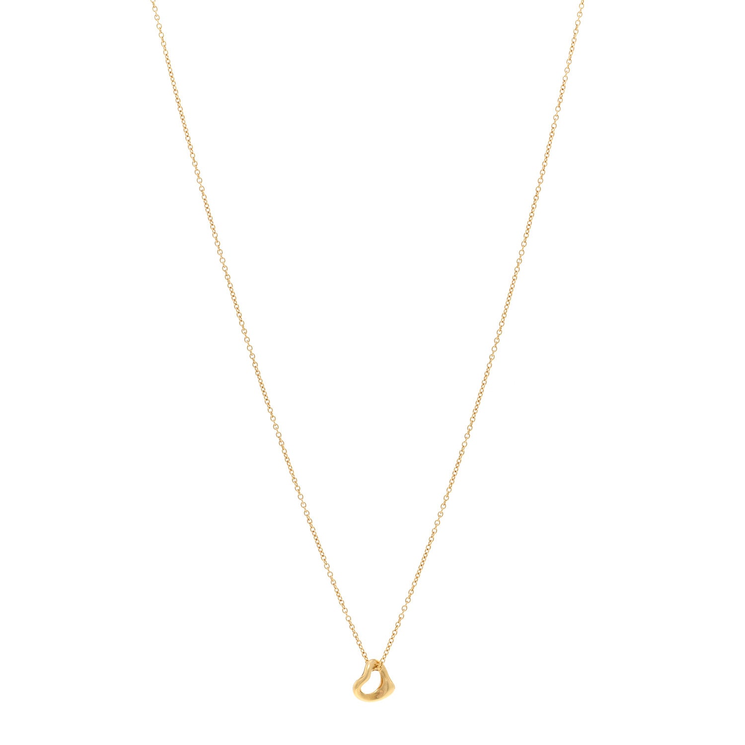 Tiffany 18K Yellow Gold 7mm Elsa Peretti Open Heart Pendant Necklace 1 of 5