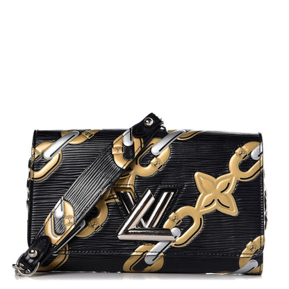Louis Vuitton Epi Chain Flower Print Twist Chain Wallet Black 1 of 6