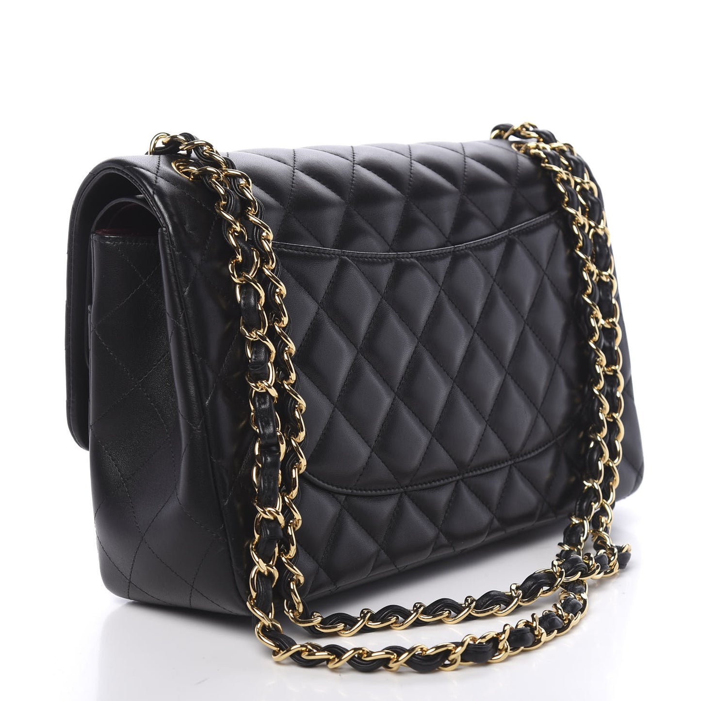 Lambskin Quilted Jumbo Double Flap Black