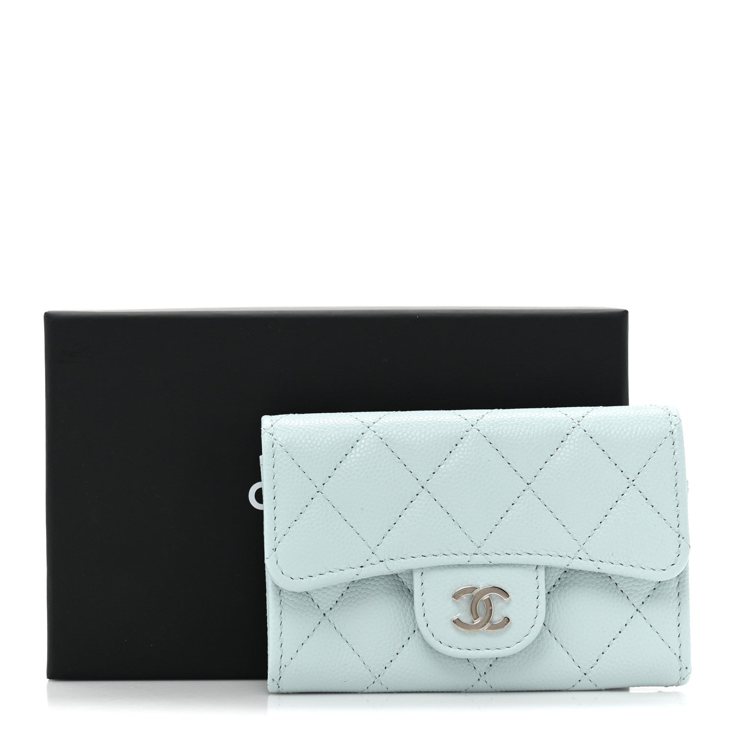 Chanel Caviar Quilted Flap Card Holder Wallet Light Blue 11 of 11