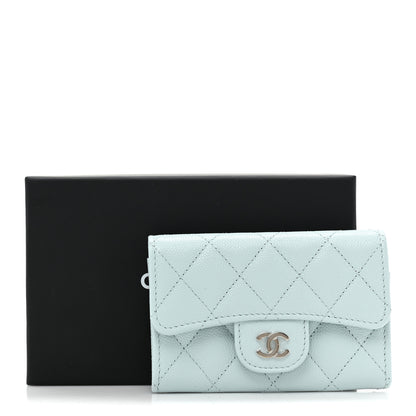 Chanel Caviar Quilted Flap Card Holder Wallet Light Blue 11 of 11
