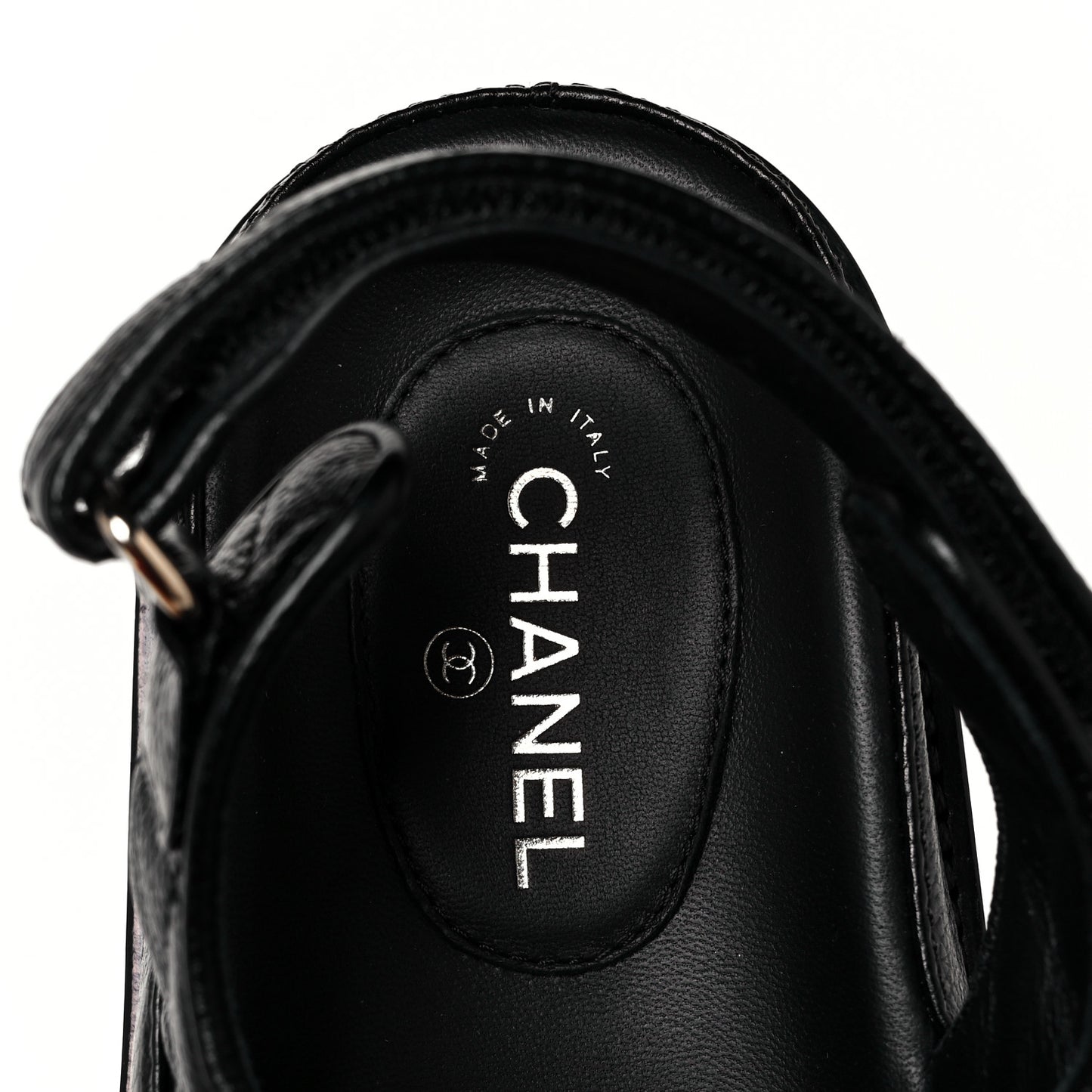 Grained Calfskin Velcro Dad Sandals 36.5 Black