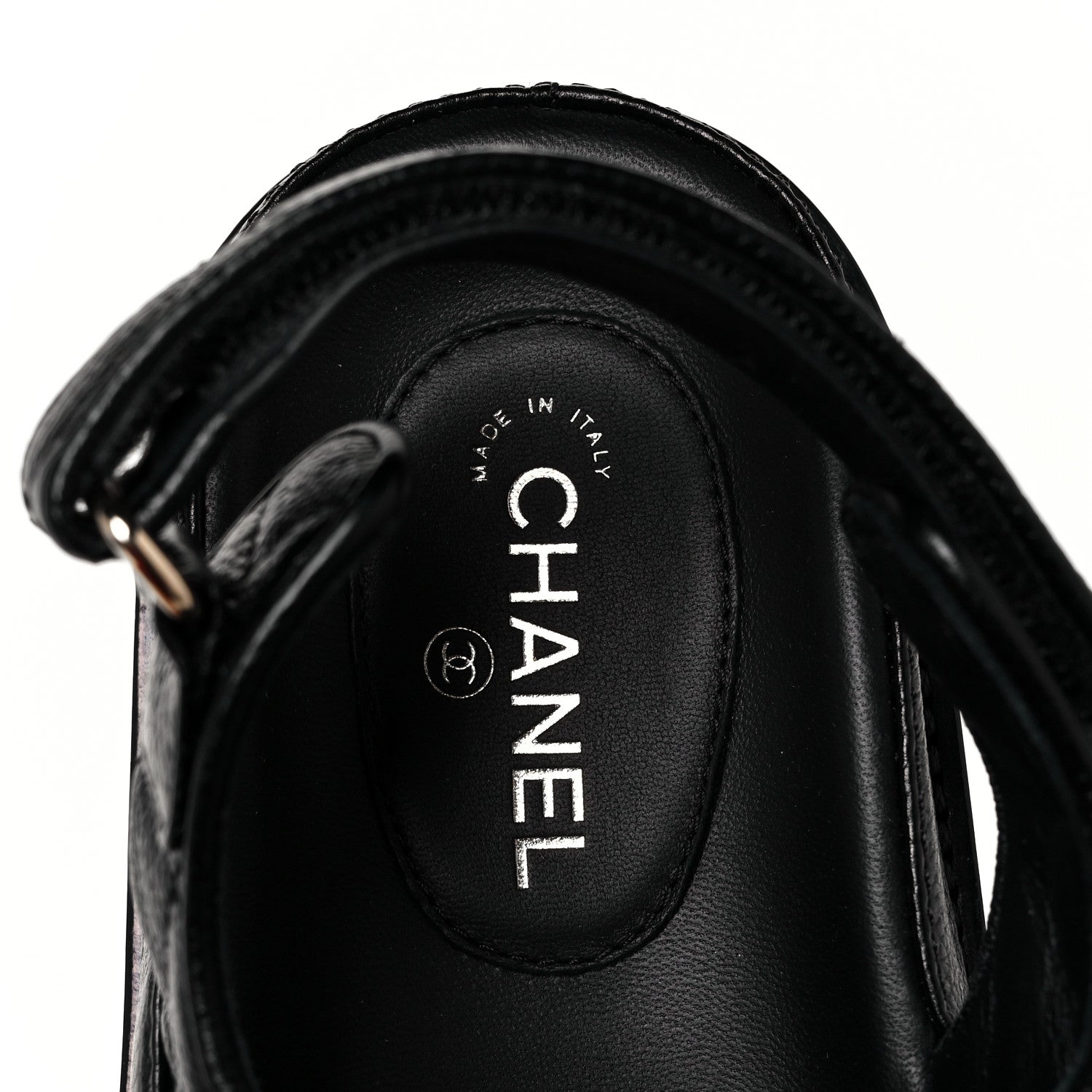 Chanel Grained Calfskin Velcro Dad Sandals 36.5 Black 8 of 9
