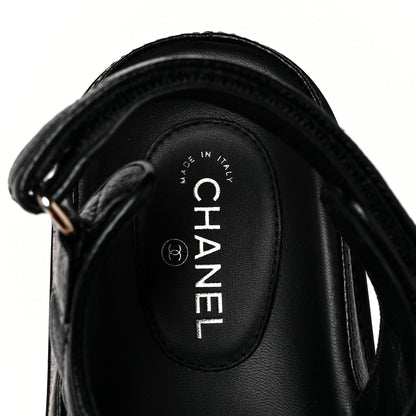 Chanel Grained Calfskin Velcro Dad Sandals 36.5 Black 8 of 9