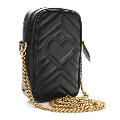 Gucci Calfskin Matelasse Mini GG Marmont Crossbody Bag Black 3 of 11