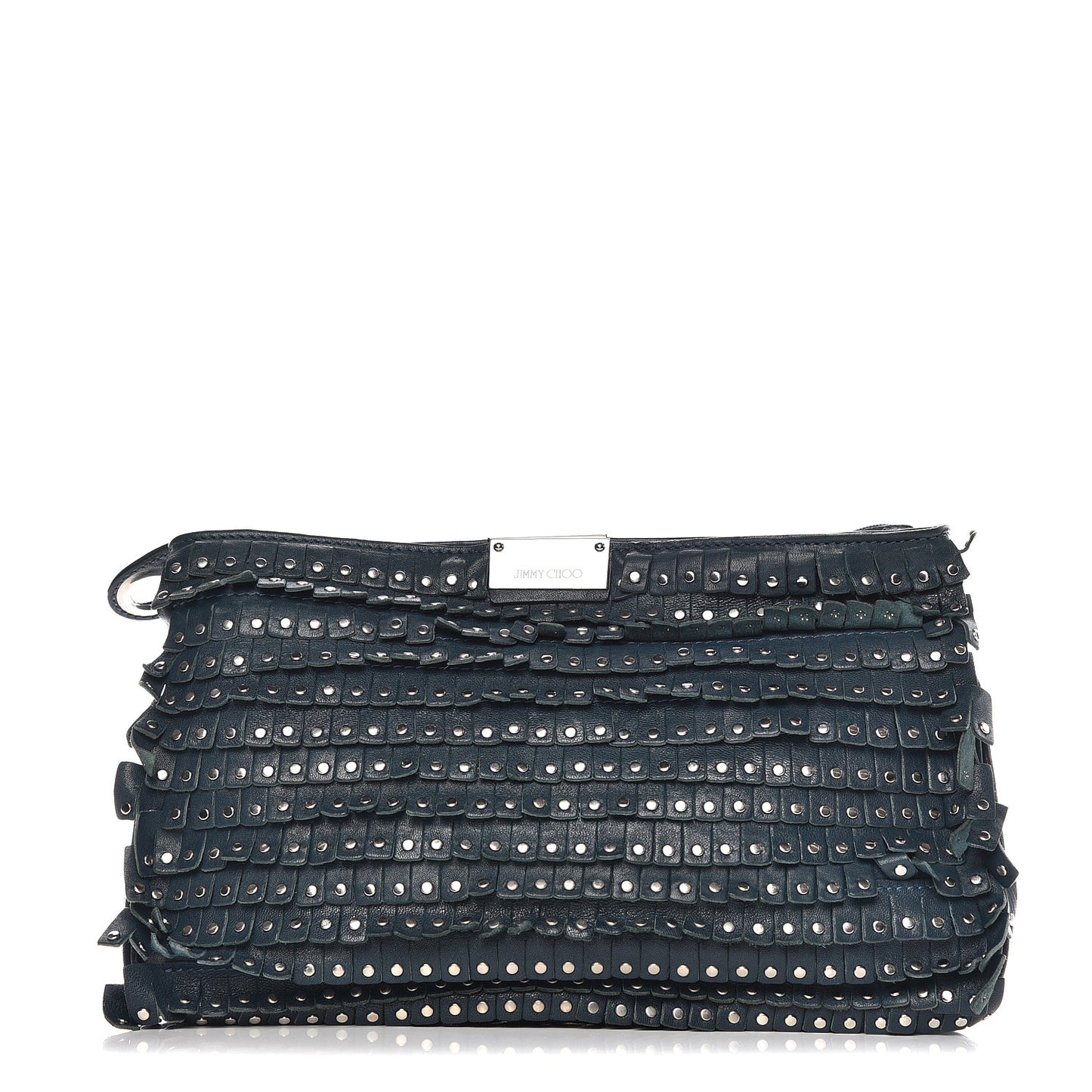 Lambskin Studded Fringe Zulu Clutch Turquoise