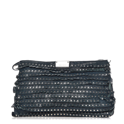 Jimmy Choo Lambskin Studded Fringe Zulu Clutch Turquoise 1 of 10