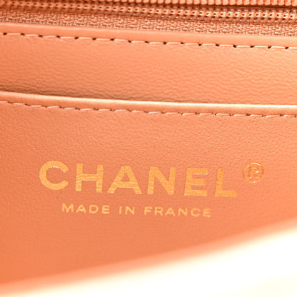 Chanel Lambskin Quilted Bi-Color Mini Top Handle Rectangular Flap Ecru Dark Beige 6 of 11