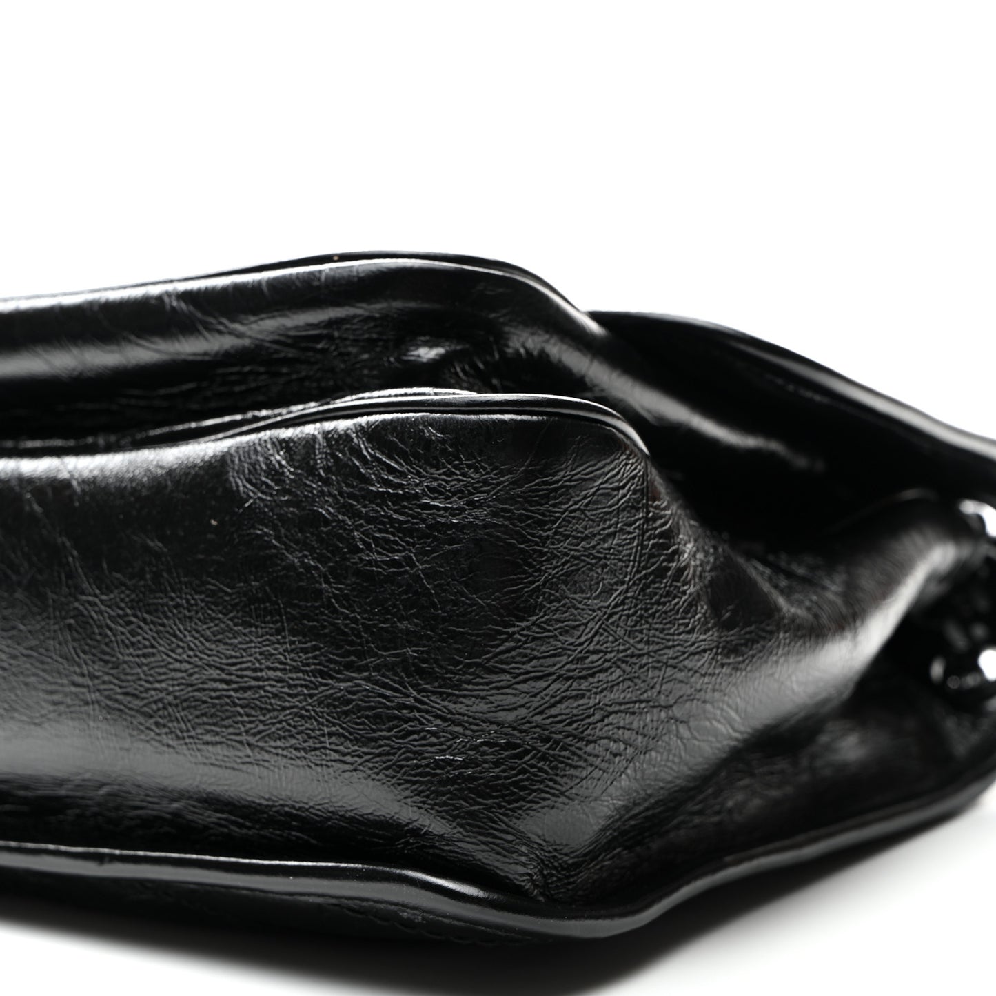 Crinkled Calfskin Matelasse Monogram Medium Niki Chain Satchel Black