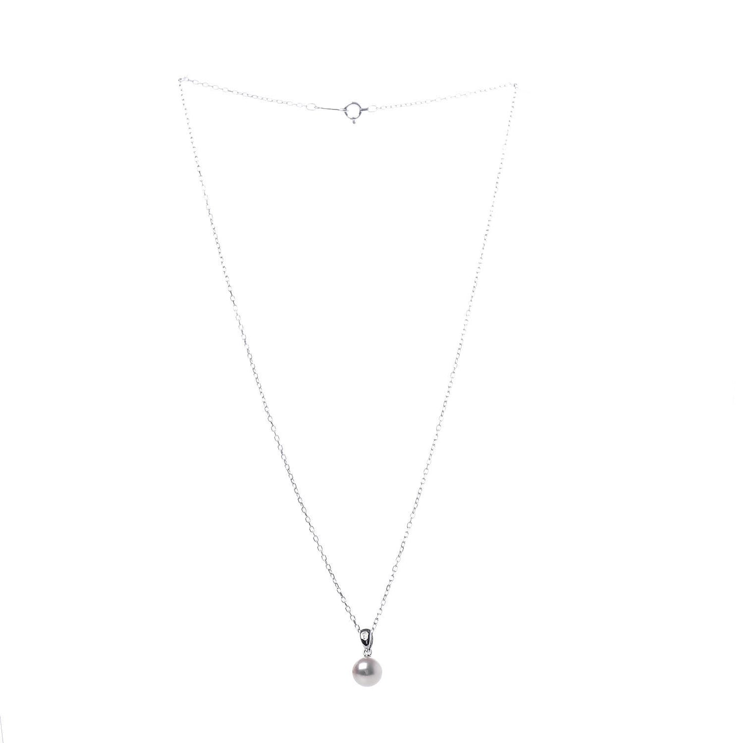 18K White Gold Akoya Pearl 7.5mm Pendant Necklace