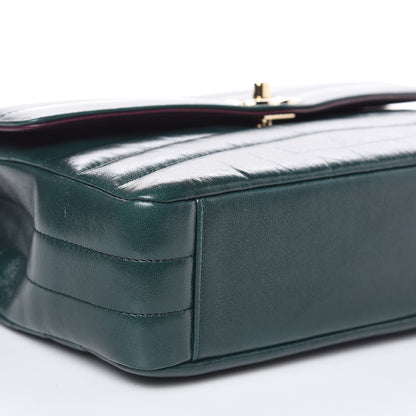 Chanel Shiny Lambskin Quilted Chevron Miroir Dark Green 8 of 14
