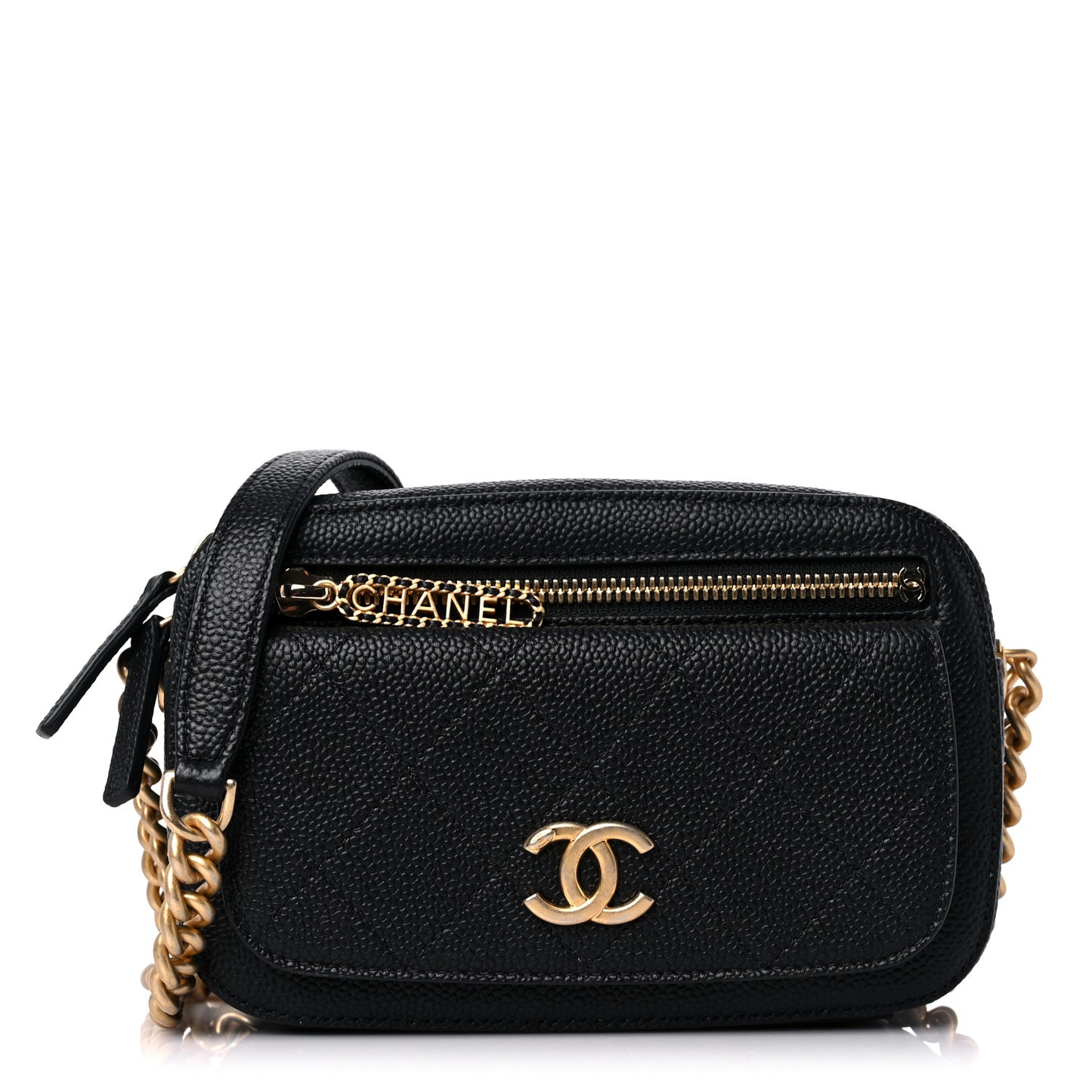 Caviar Quilted CC Camera Case Black