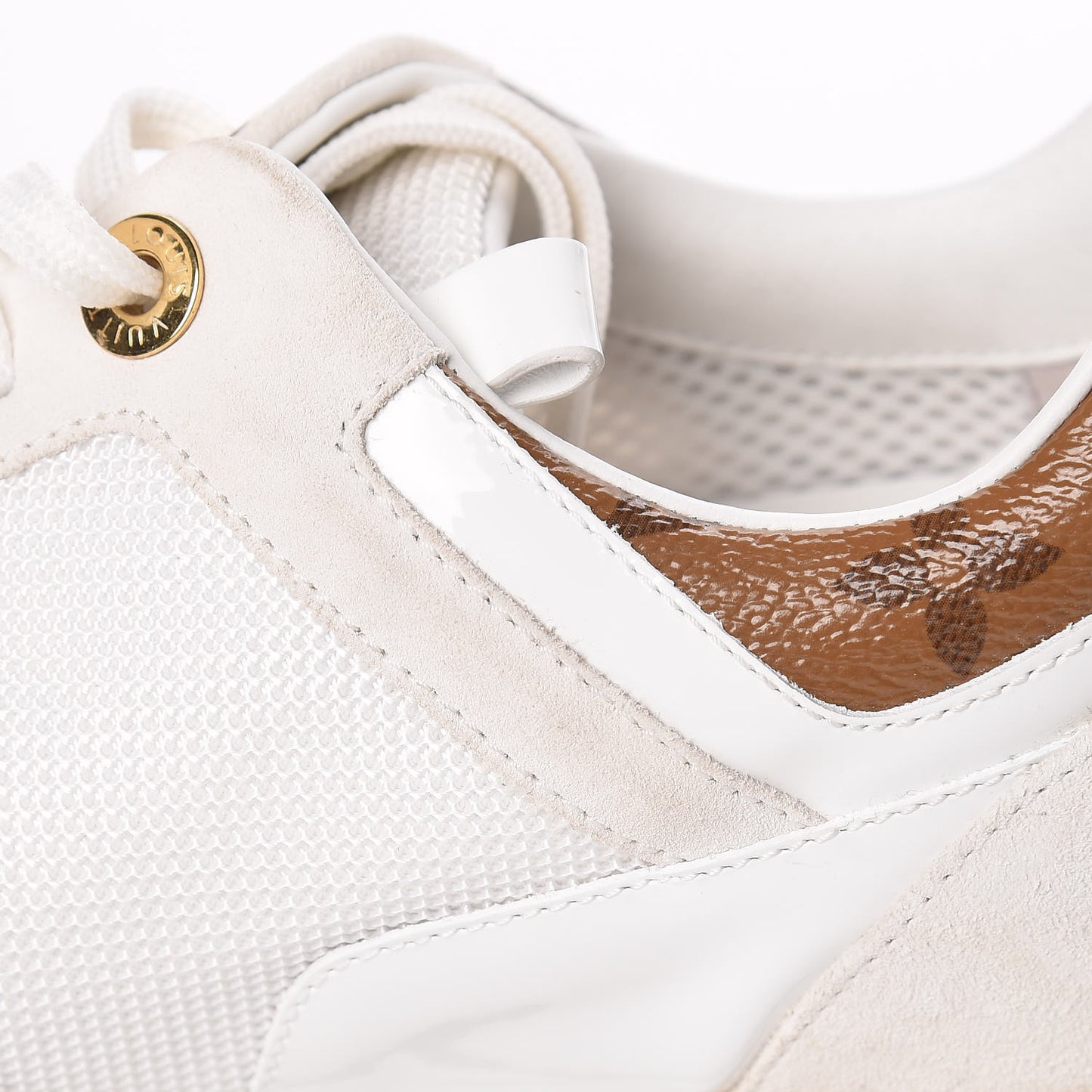 Suede Reverse Monogram Run Away Sneakers 38 White