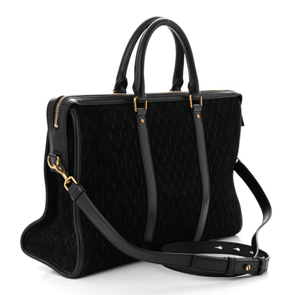 Saint Laurent Suede All-Over Monogram Medium Le Monogramme Duffle Black 3 of 11