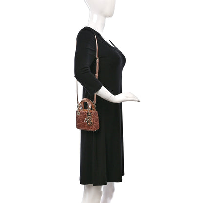 Christian Dior Lambskin Cannage Beaded Embroidery Micro Lady Dior Rose Gold 2 of 9